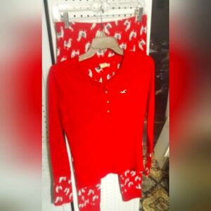 Hollister red/white 2 pce  Llama PJs